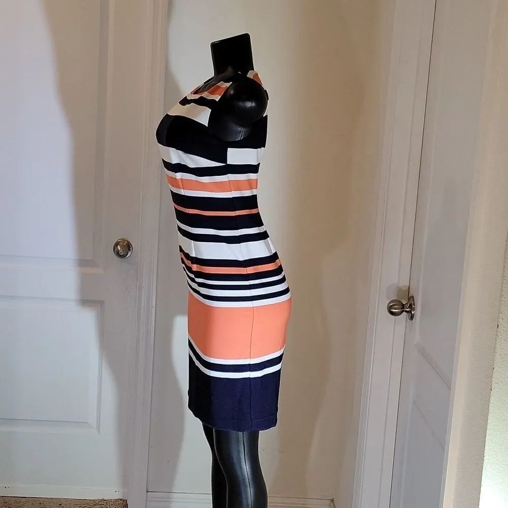 BRAND NEW AMANDA LANE SILKY STRIPPED MULTI-COLOR DRESS - Picture 5 of 16